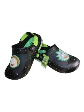 Rick and Morty Clogs By Ground Up in Black, Green,Size's 7, 9, 13 Men's NWT!